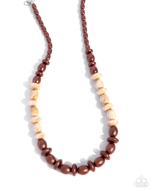 Princess Avenue - Brown Pearls Tan Beads Necklace - Paparazzi Accessories