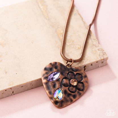 Outgoing Opulence - Copper Heart Pendant Necklace - Paparazzi Accessories