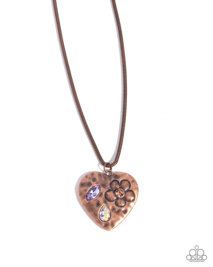 Outgoing Opulence - Copper Heart Pendant Necklace - Paparazzi Accessories