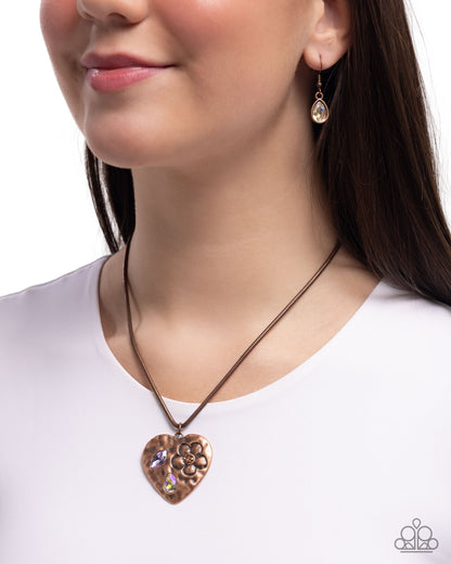 Outgoing Opulence - Copper Heart Pendant Necklace - Paparazzi Accessories