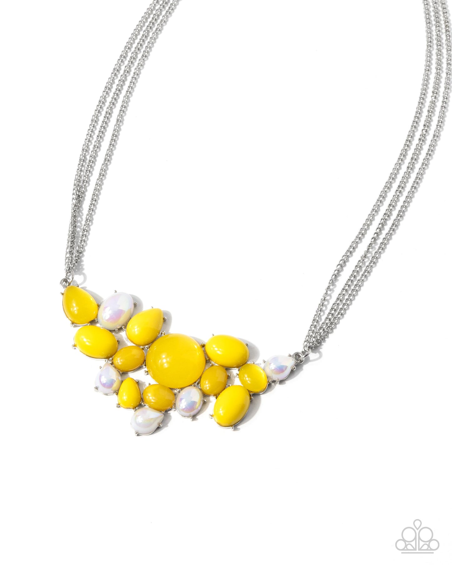 Shimmery Supply - Yellow Beaded Silver Necklace - Paparazzi Accessories