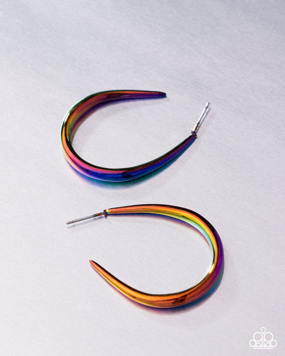 CURVE Your Appetite - Multi Oil Spill Dipped Hoop Earrings - Paparazzi Accessories