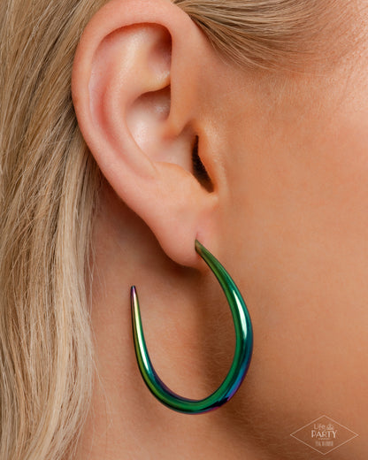 CURVE Your Appetite - Multi Oil Spill Dipped Hoop Earrings - Paparazzi Accessories