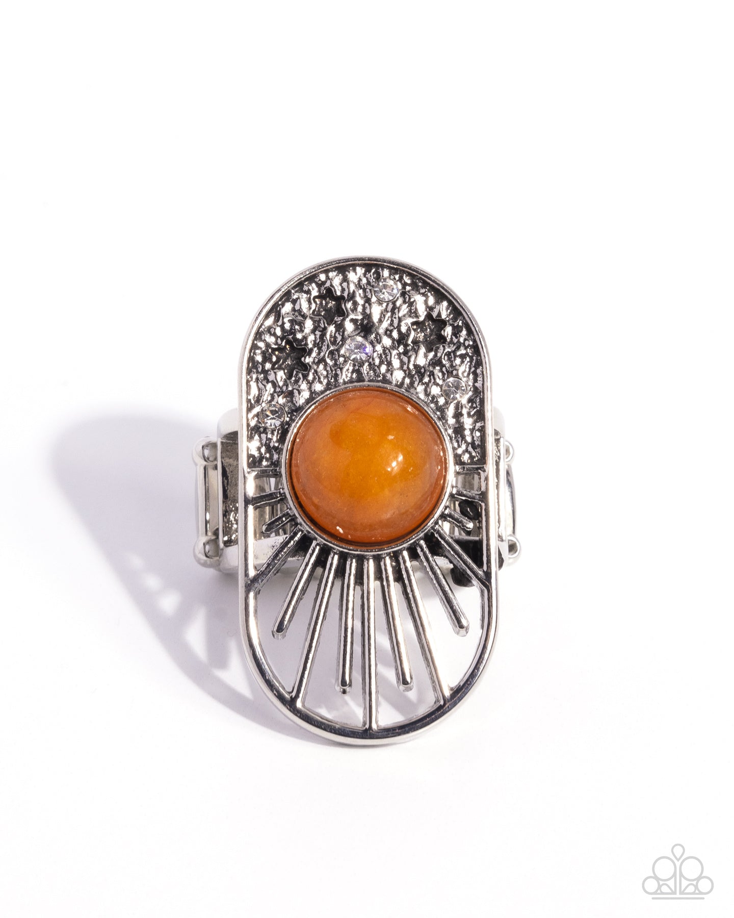 Runway Reveal - Orange Stone Silver Ring - Paparazzi Accessories