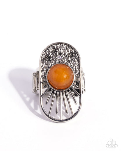 Runway Reveal - Orange Stone Silver Ring - Paparazzi Accessories
