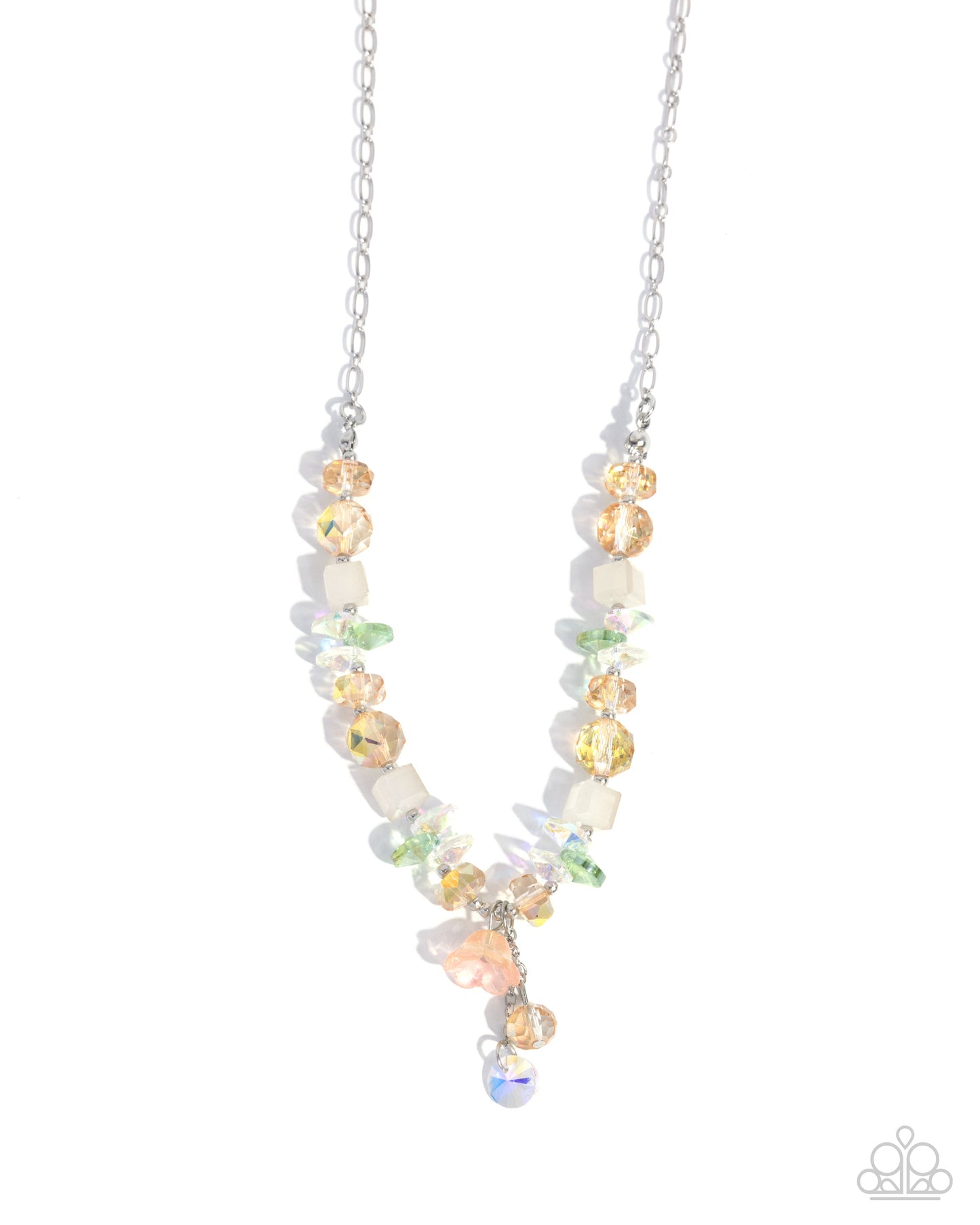 Tasteful Tulip - Yellow Beaded Silver Necklace - Paparazzi Accessories