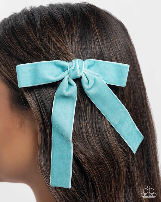 Sophisticated Strategy - Blue Velvet Ribbon Hair Clip - Paparazzi Accessories