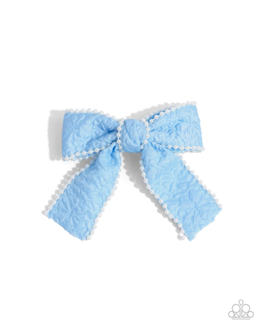 Coquette Charm - Blue Ribbon Bow Hair Clip - Paparazzi Accessories