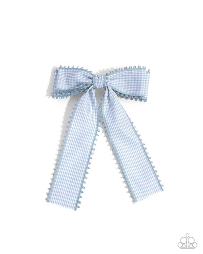 Checkered Chic - Blue Gingham Hair Clip - Paparazzi Accessories