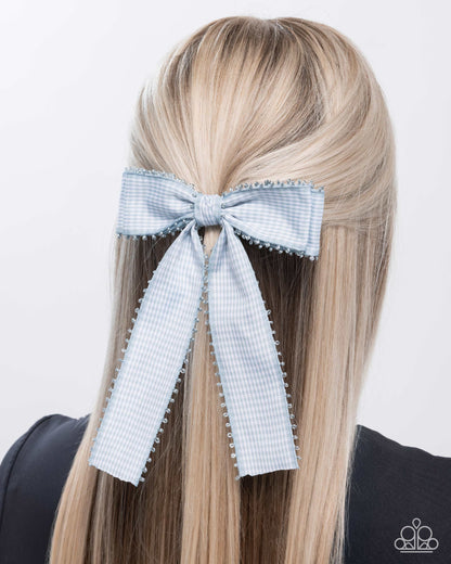 Checkered Chic - Blue Gingham Hair Clip - Paparazzi Accessories