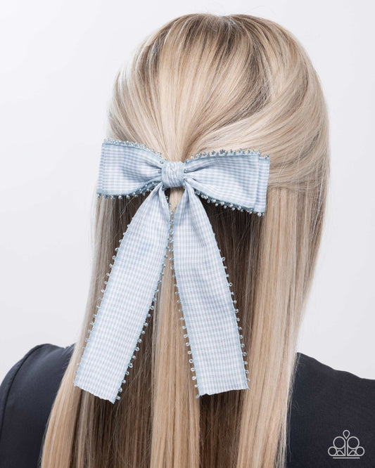 Checkered Chic - Blue Gingham Hair Clip - Paparazzi Accessories