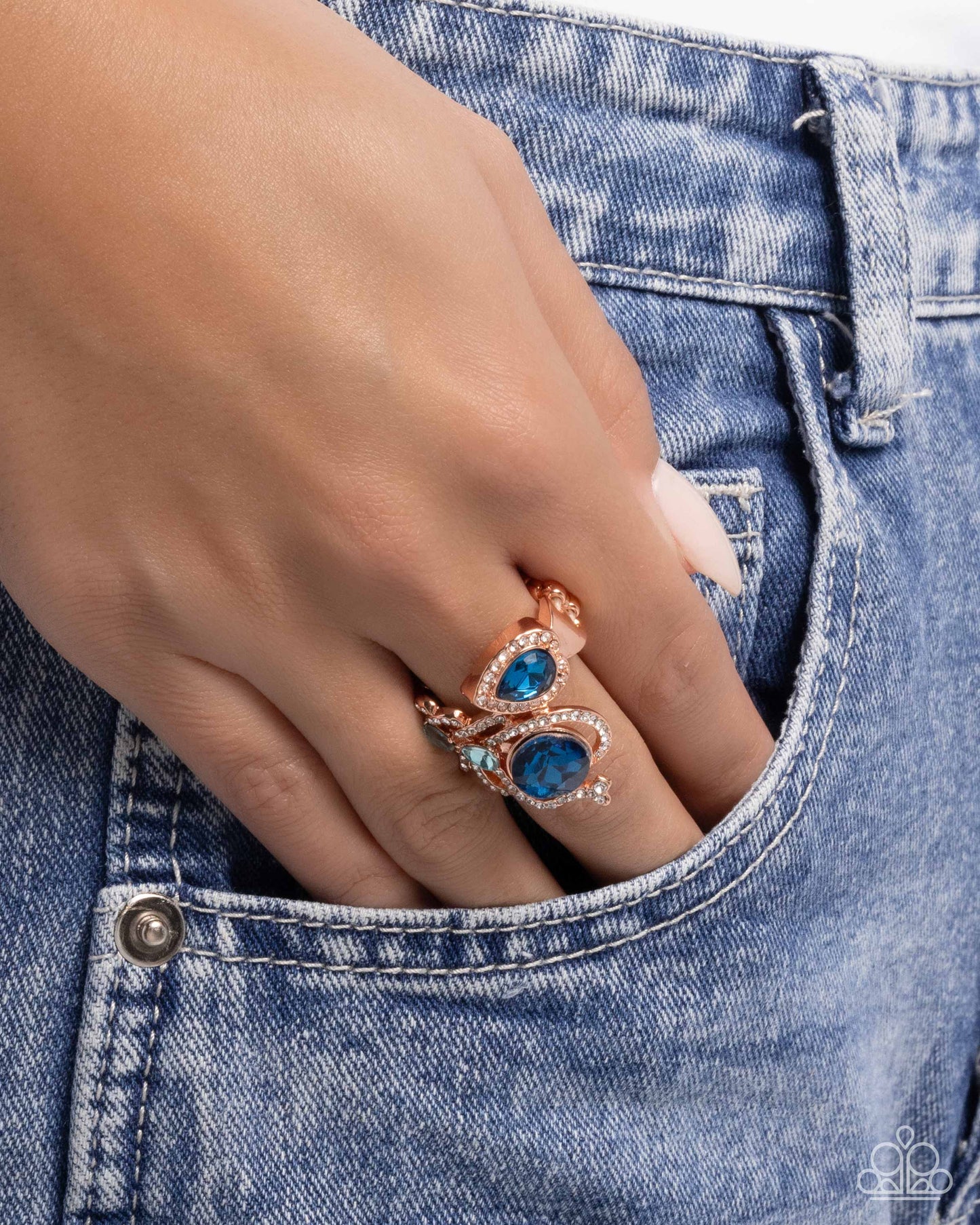 Enigmatic Excess - Copper Blue Gem Ring - Paparazzi Accessories