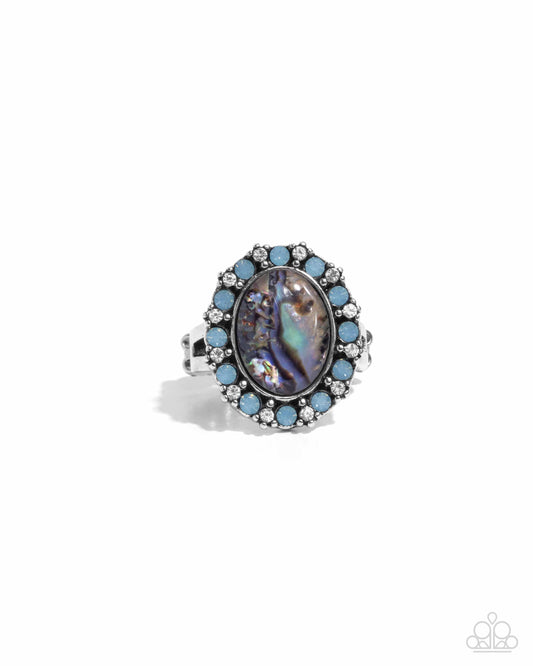 Poised and Perfect - Blue Faux Abalone Shell Ring - Paparazzi Accessories