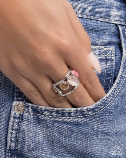 Colorfully Coarse - Pink Cat's Eye Stone Silver Ring - Paparazzi Accessories