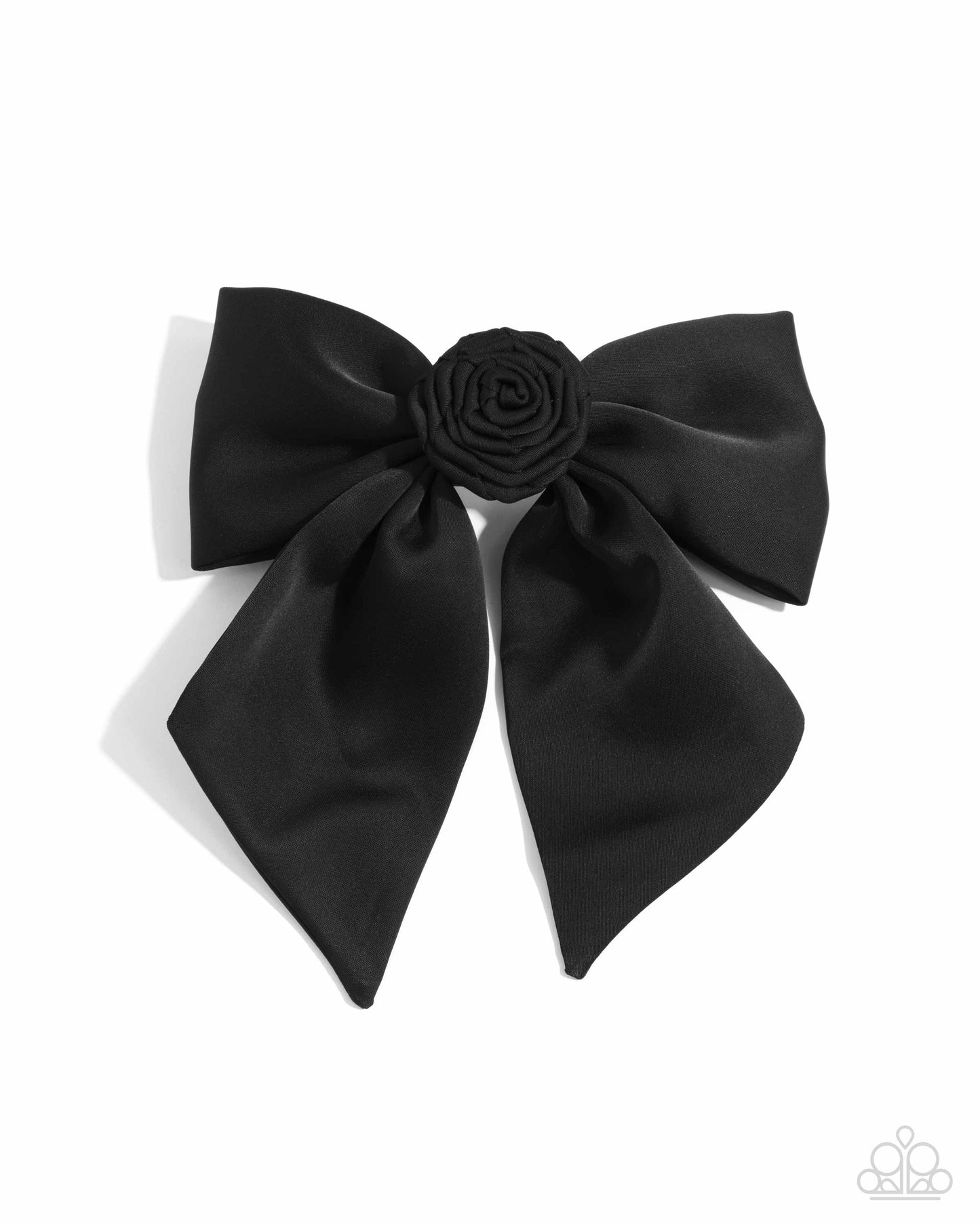 Wistful Wonder - Black Rose Silky Ribbon Bow Hair Clip - Paparazzi Accessories