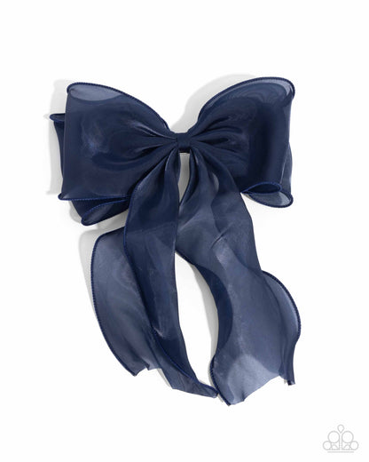 Streamlined Serenade - Blue Ribbon Hair Clip - Paparazzi Accessories