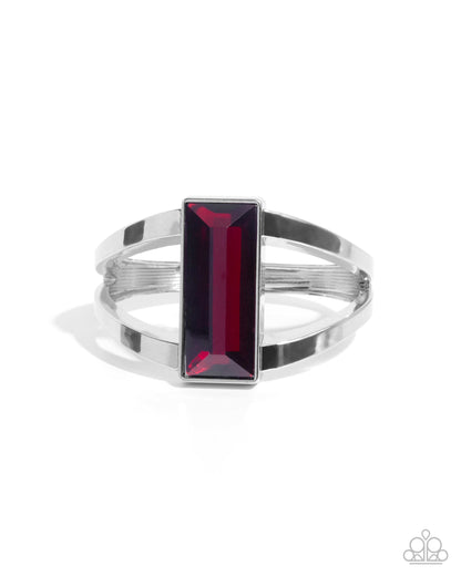 Pick-Me-Up Pizzazz - Red Gem Silver Hinge Bracelet - Paparazzi Accessories