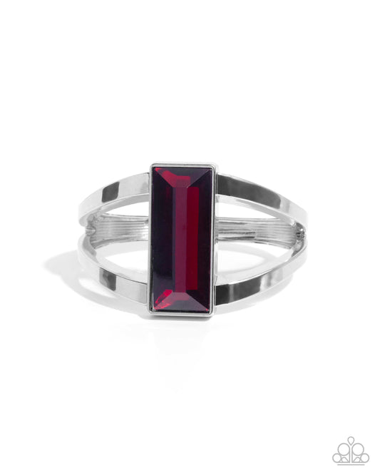 Pick-Me-Up Pizzazz - Red Gem Silver Hinge Bracelet - Paparazzi Accessories