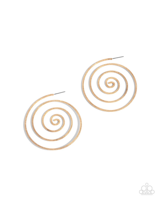 Seize the Spiral - Gold Hoop Earrings - Paparazzi Accessories