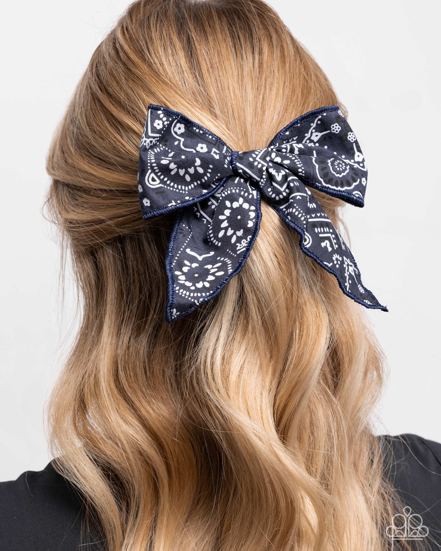 Bandana Bravado - Blue Bow Hair Clip - Paparazzi Accessories