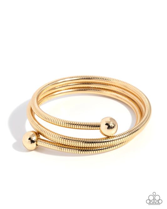 Calmly Coiled - Gold Memory Wire Wrap Bracelet - Paparazzi Accessories
