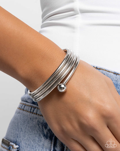 Calmly Coiled - Silver Coil Bracelet - Paparazzi Accessories