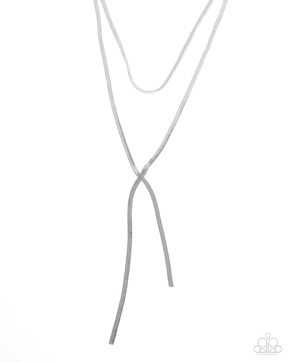 Monochromatic Movement - Silver Snake Chain Layered Necklace - Paparazzi Accessories
