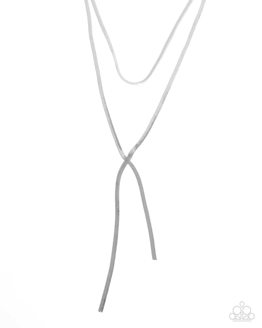 Monochromatic Movement - Silver Snake Chain Layered Necklace - Paparazzi Accessories