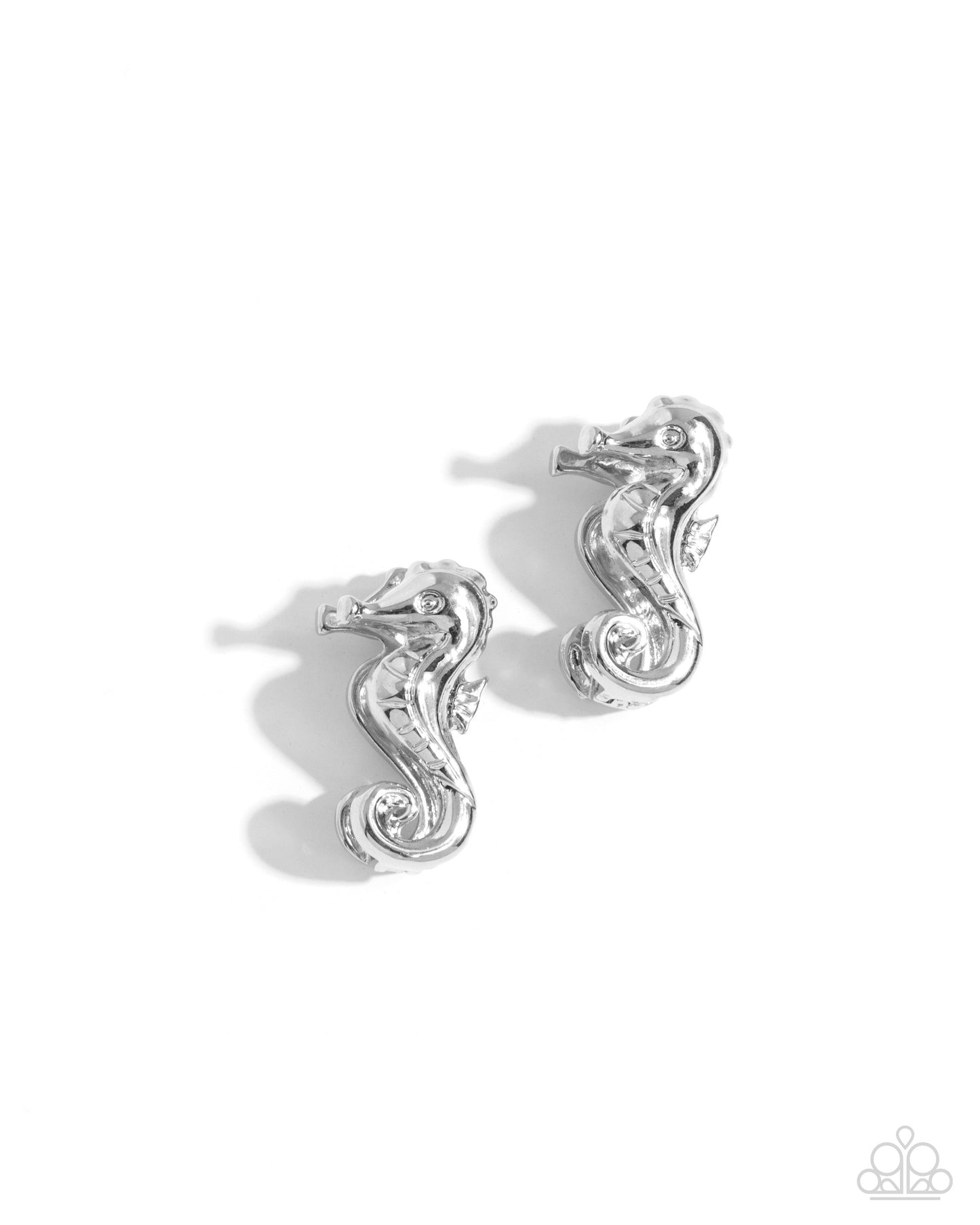 Sea Horse Statement - Silver Hinge Hoop Earrings - Paparazzi Accessories
