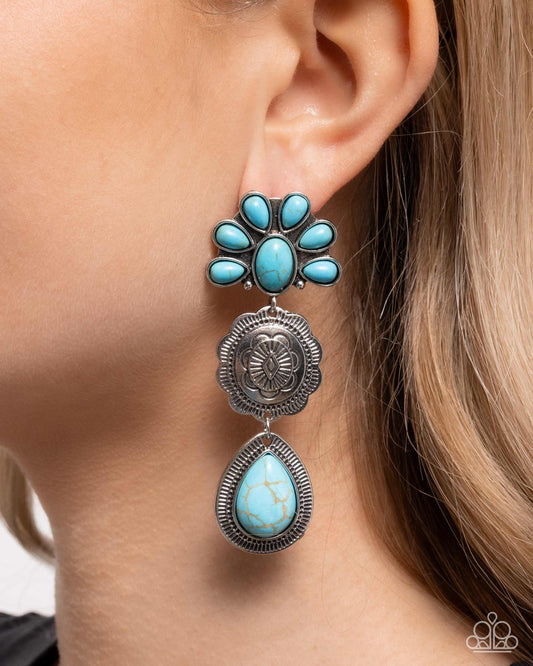 Handcrafted Haul - Blue Turquoise Crackle Stone Silver Post Earrings - Paparazzi Accessories