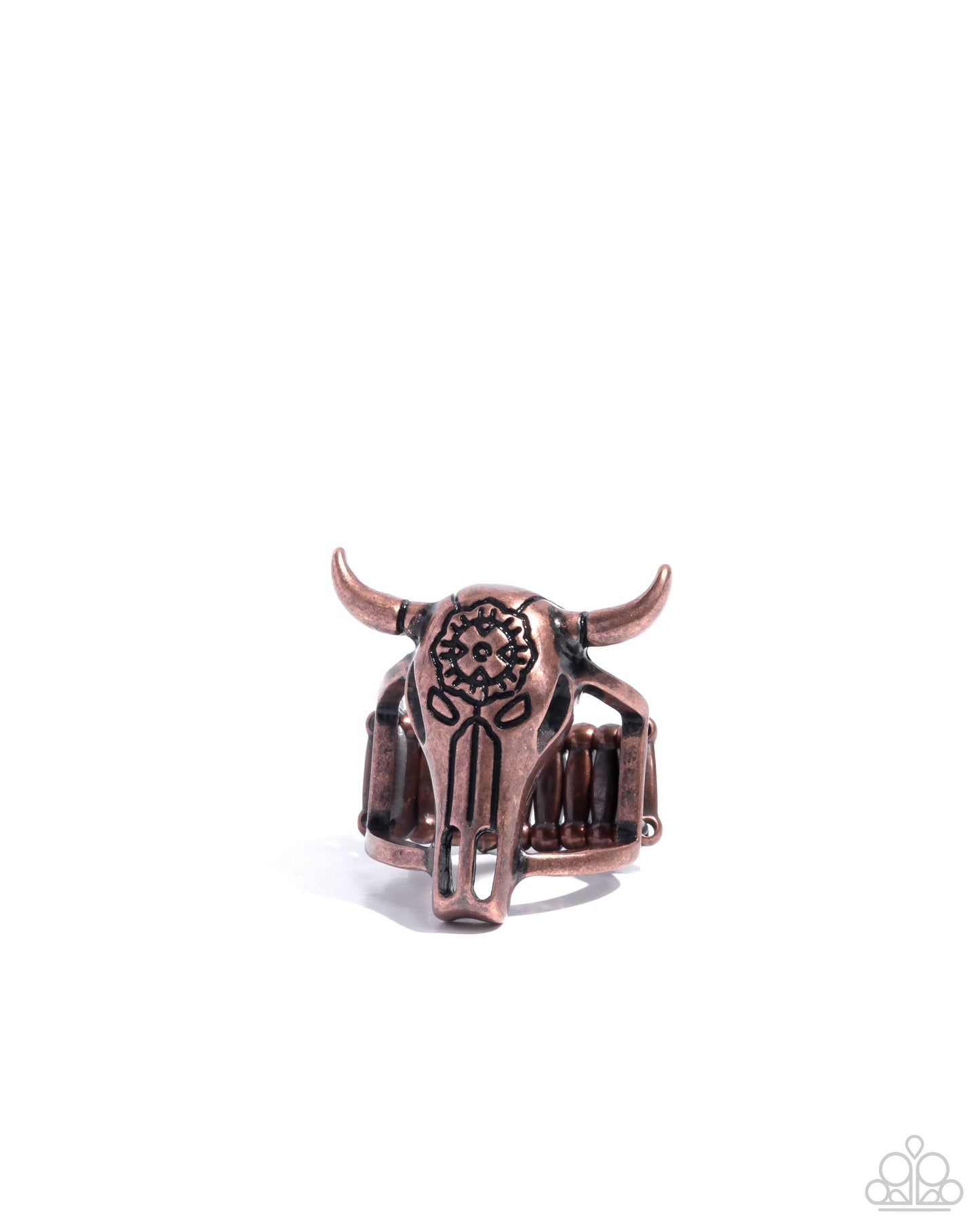Whimsical Wildlife - Copper Longhorn Skull Ring - Paparazzi Accessories