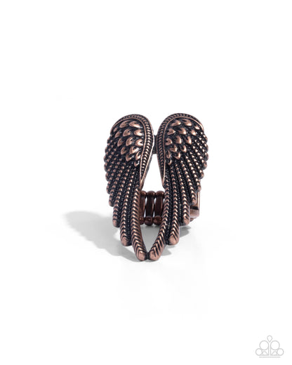 Angelic Actress - Copper Angel Wings Ring - Paparazzi Accessories