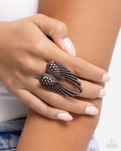 Angelic Actress - Copper Angel Wings Ring - Paparazzi Accessories