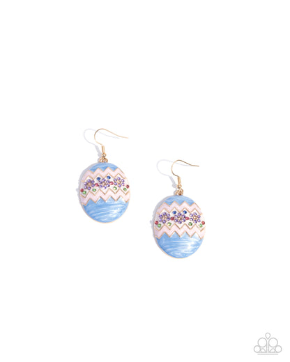 Effervescent Easter - Multi Rhinestone Enamel Egg Gold Fishhook Earrings - Paparazzi Accessories