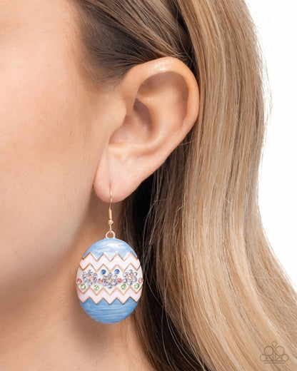 Effervescent Easter - Multi Rhinestone Enamel Egg Gold Fishhook Earrings - Paparazzi Accessories