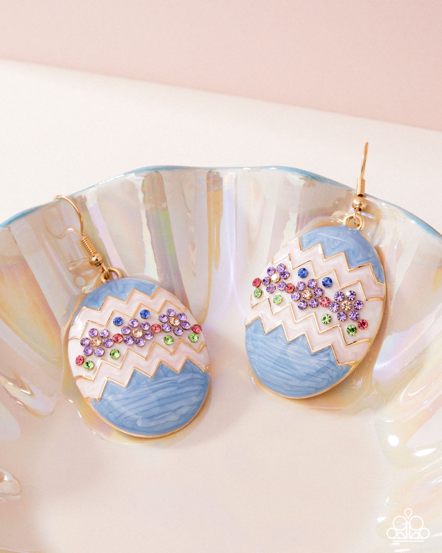 Effervescent Easter - Multi Rhinestone Enamel Egg Gold Fishhook Earrings - Paparazzi Accessories