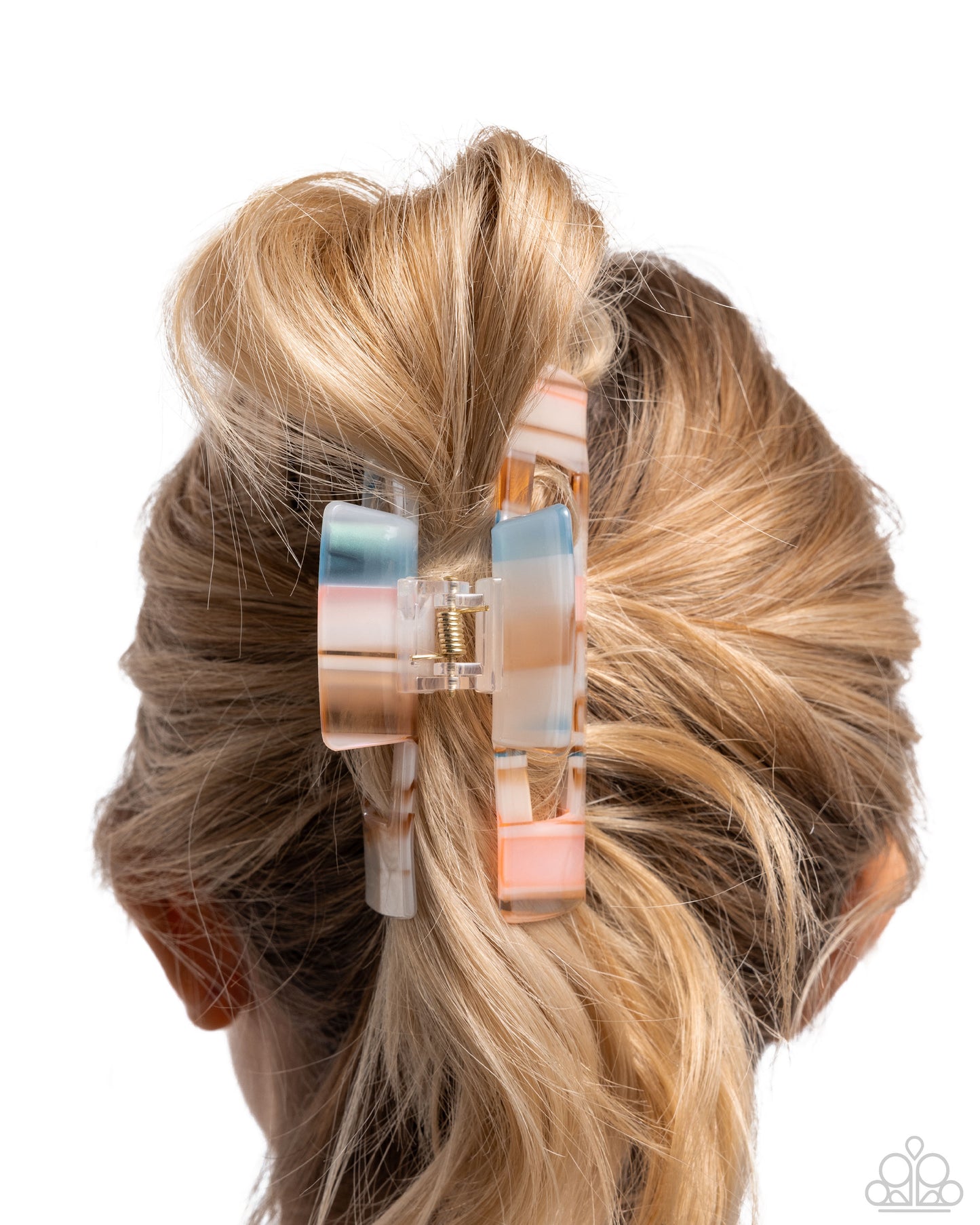 Striped Showcase - Multi Neutral Iridescent Acrylic Claw Clip - Paparazzi Accessories