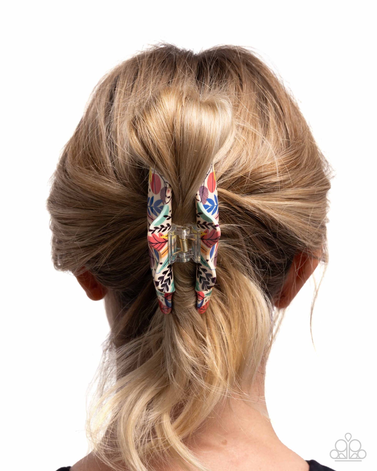 Wavy Wallflower - Multi Floral Wavy Pastel Acrylic Claw Clip - Paparazzi Accessories