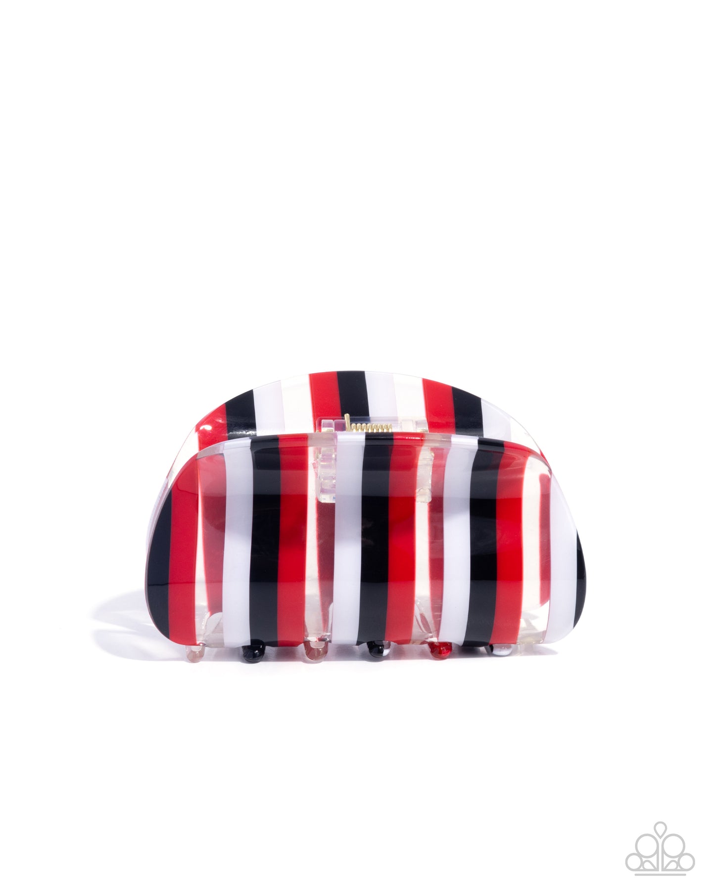 Linear Legato - Red, White, Black Striped Clear Acrylic Claw Clip - Paparazzi Accessories