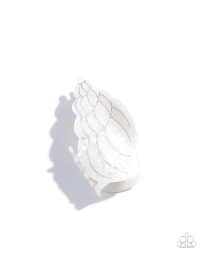 Conch Chic - White Acrylic Seashell Claw Clip - Paparazzi Accessories