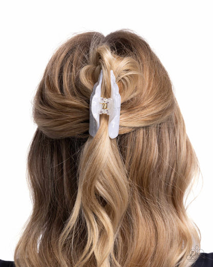 Conch Chic - White Acrylic Seashell Claw Clip - Paparazzi Accessories