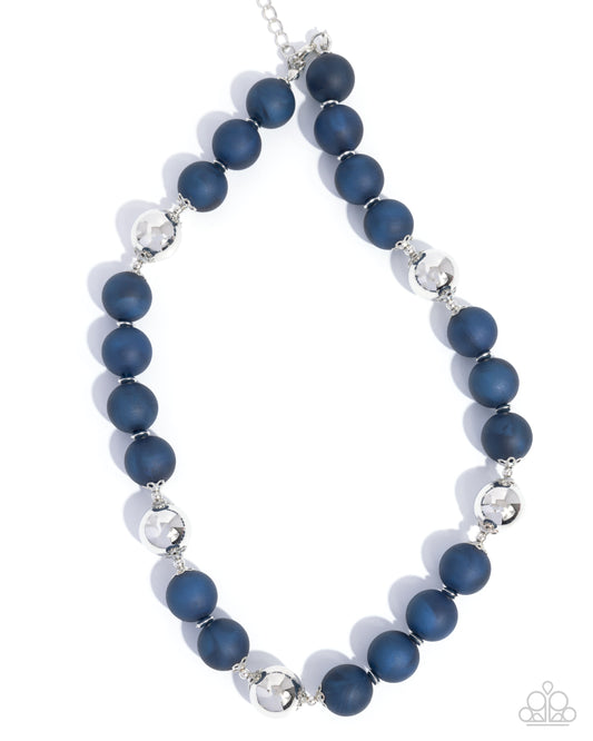 Brilliant Ballroom - Blue Acrylic Beads Silver Necklace - Paparazzi Accessories