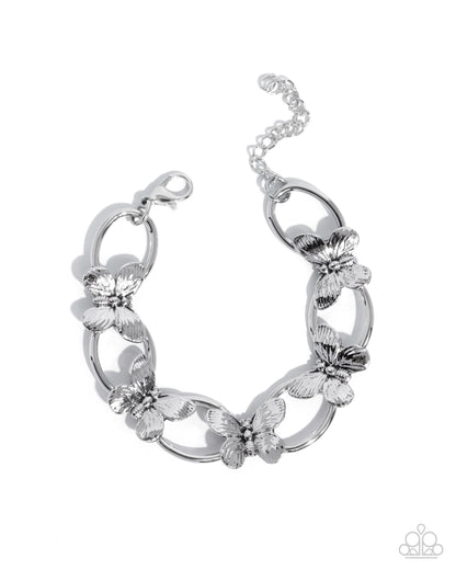 Complete Look - "Butterfly Build" Silver Necklace & "Fluttering Fabrication" Silver Bracelet - Paparazzi Accessories