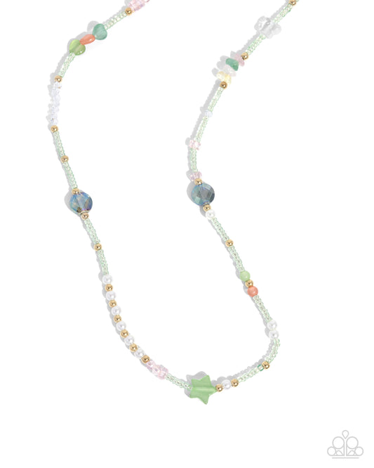 Sensational Sunset - Green Seed Bead Necklace - Paparazzi Accessories