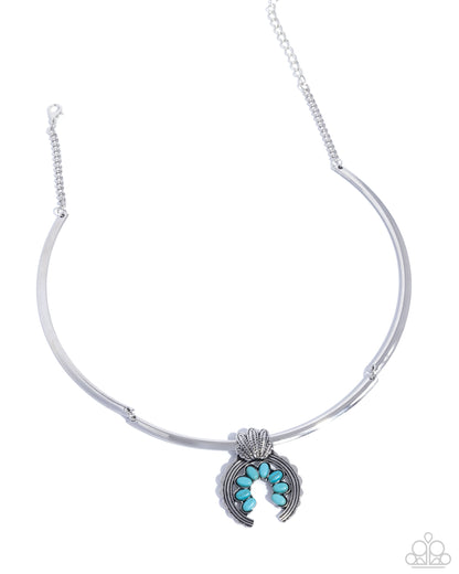Smoldering Stones - Blue Crackle Stone Silver Necklace - Paparazzi Accessories
