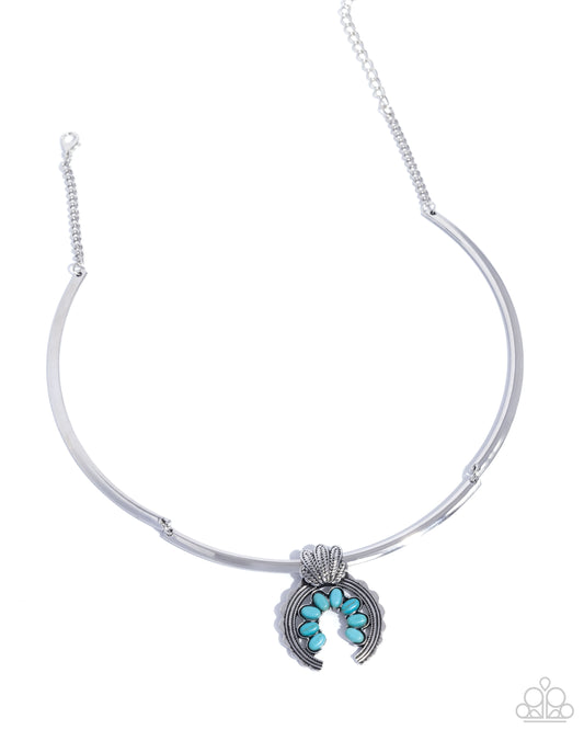 Smoldering Stones - Blue Crackle Stone Silver Necklace - Paparazzi Accessories