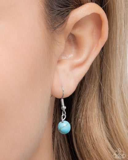 Smoldering Stones - Blue Crackle Stone Silver Necklace - Paparazzi Accessories