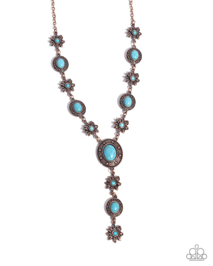 Rustic Rendezvous - Copper & Blue Turquoise Crackle Stone Necklace - Paparazzi Accessories