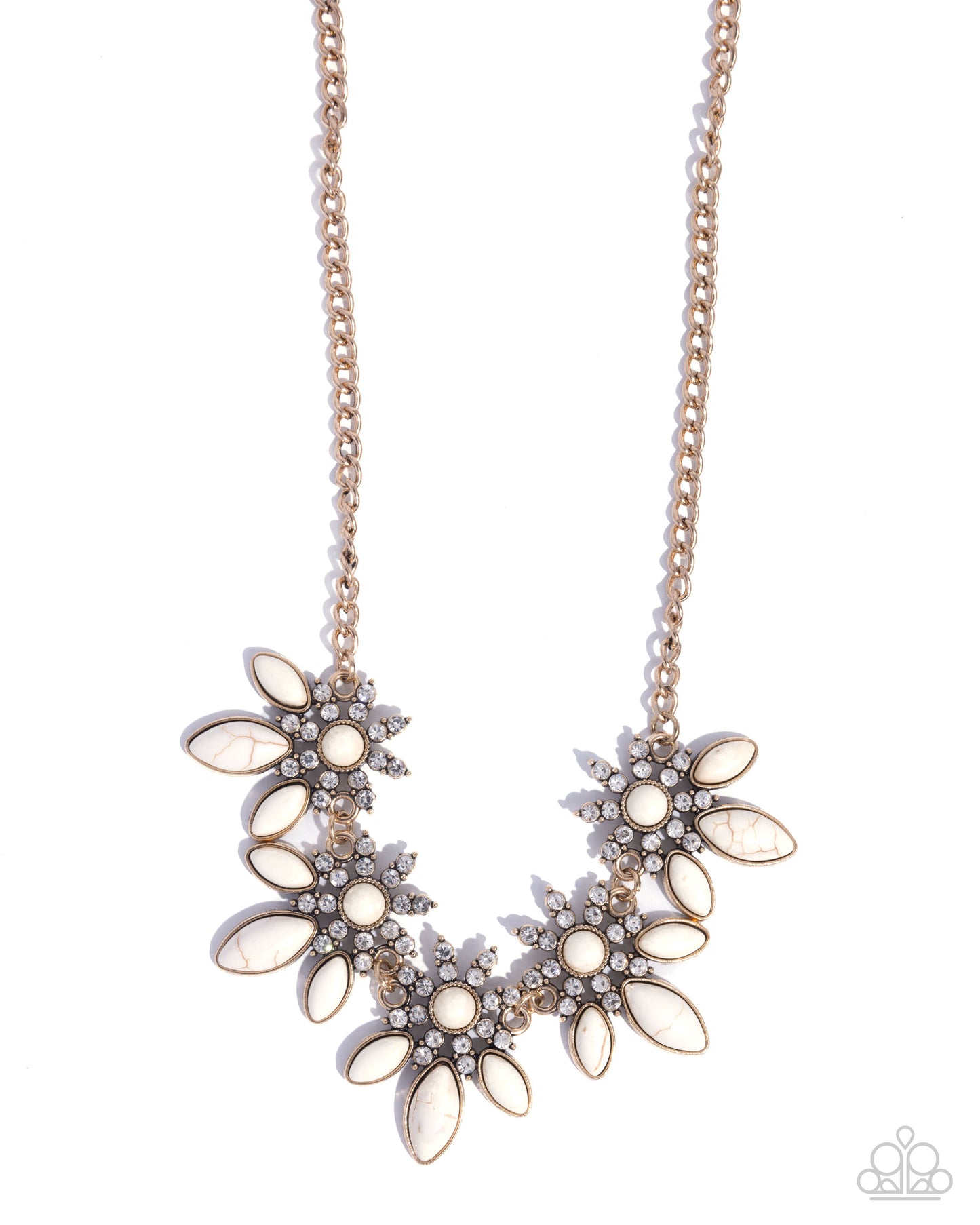 Western Revival - Gold & White Crackle Stone Necklace - Paparazzi Accessories