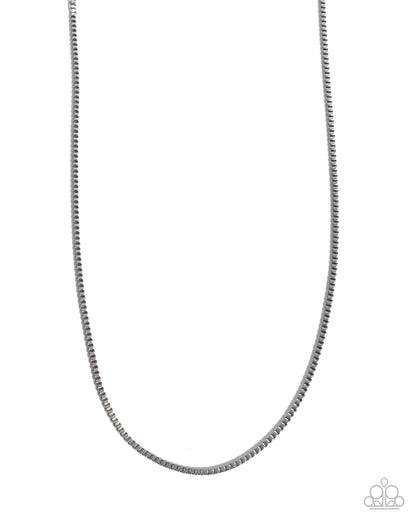 Boxing Beginning - Silver Stainless Steel Urban Box Chain - Paparazzi Accessories